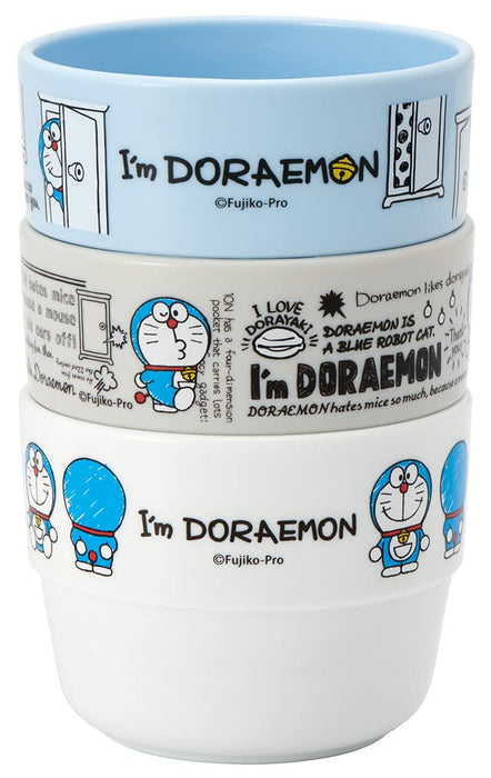 Skater Doraemon Lot de 3 gobelets empilables pour enfants fabriqués au Japon - KS31-A