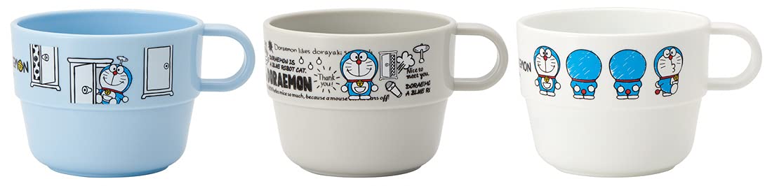 Skater Doraemon Lot de 3 gobelets empilables pour enfants fabriqués au Japon - KS31-A