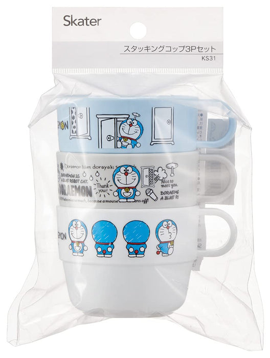 Skater Doraemon Stapelbecher für Kinder, 3er-Set, hergestellt in Japan – KS31-A