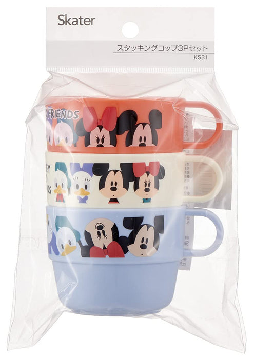Skater Disney Mickey Mouse Stacking Cups for Kids Set of 3 Made in Japan - KS31-A