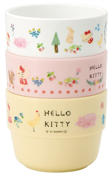 Skater Hello Kitty Lot de 3 gobelets empilables pour enfants Fabriqués au Japon KS31-A
