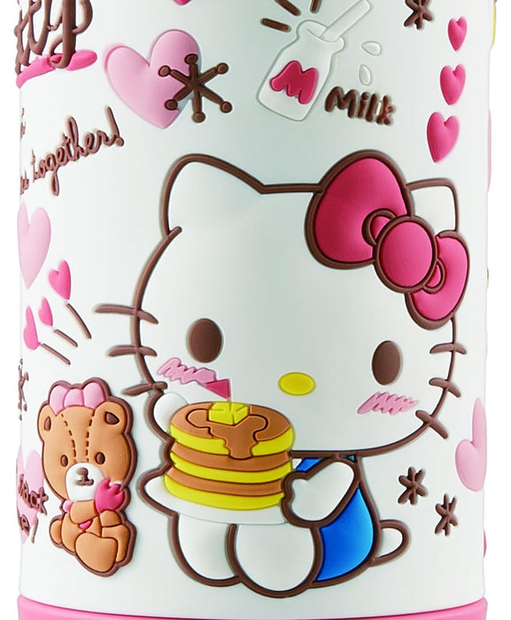 Skater Hello Kitty 3D-Wasserflasche für Kinder, 380 ml, Edelstahl, mit Strohhalm, Snack Time Edition
