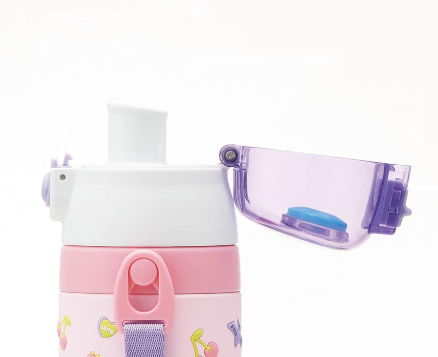 Skater Kids Stainless Steel Water Bottle - Lightweight Direct Drinking 480ml Cute 3D Happy Smile SDPV5