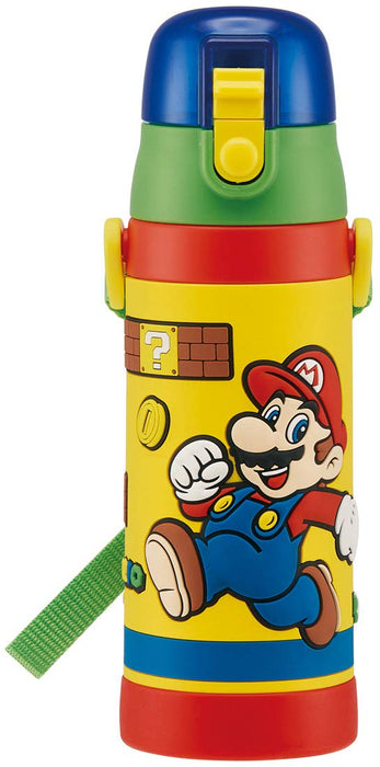 Skater Super Mario 480 ml Kinder-Wasserflasche aus Edelstahl, direktes Trinken, leicht
