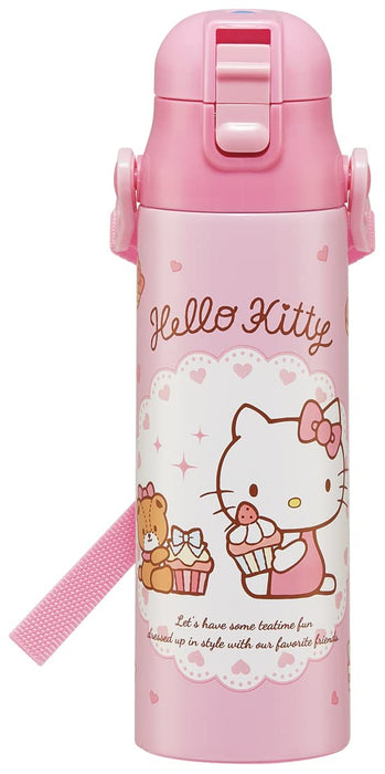 Skater Hello Kitty Sport-Wasserflasche aus Edelstahl, leicht und kinderfreundlich, 580 ml, Süßigkeiten-Design