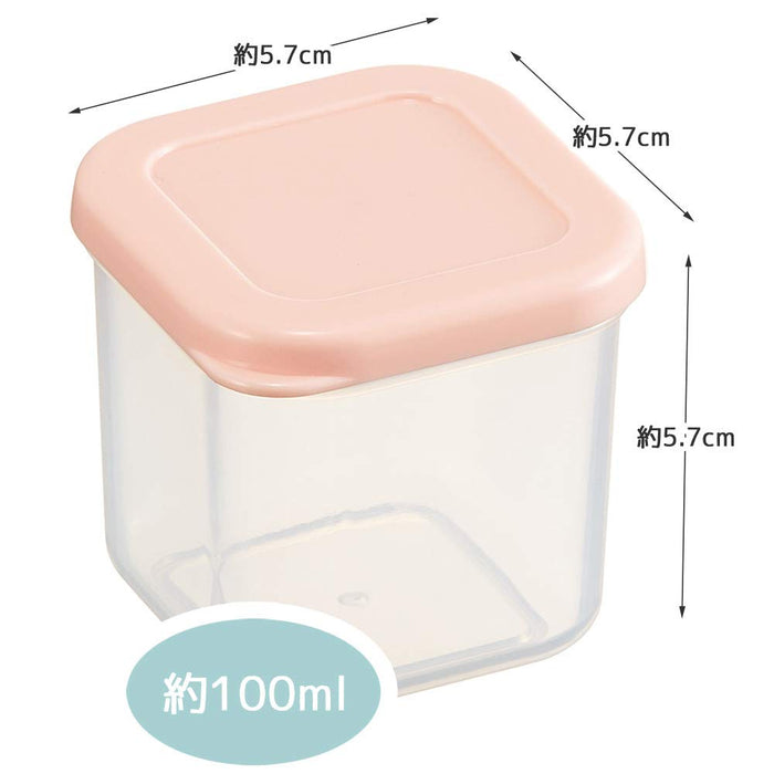 Skater 100ml Pink Sealable Storage Containers - 4 Small Square Microwave Safe CCBC4