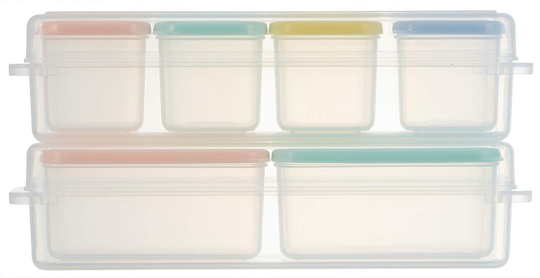 Skater 230ml Portioned Food Storage Containers Rectangular Microwave-Safe Pastel Powder 2 Pack