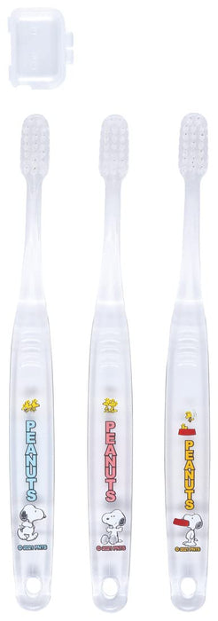 Skater Snoopy Weiche Zahnbürste für Kinder im Alter von 6–12 Jahren, 3er-Pack, transparent, 15,5 cm Größe