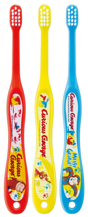 Skater Soft Baby Toothbrush 0-3 Years Curious George Cat Monkey Theme 15cm 3-Pack