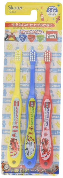 Skater Soft Baby Toothbrush Set Suitable for 0-3 Years Tomica 19 15cm 3-Piece