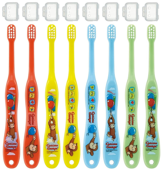 Skater Baby Toothbrush Set Soft 0-3 years 8-Piece Curious George 15cm - TB4SE-A
