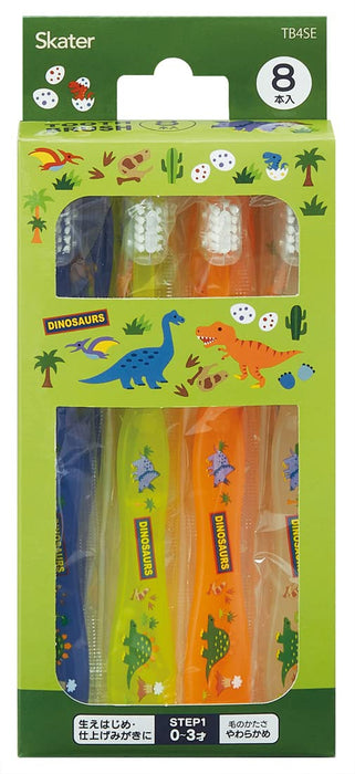 Ensemble de brosses à dents souples Skater pour bébé sur le thème des dinosaures pour 0-3 ans – 8 pièces 15 cm