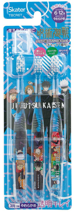 Skater Jujutsu Kaisen Kids Toothbrush Set Soft & Clear 15.5cm 3 Pieces for 6-12 Years Old