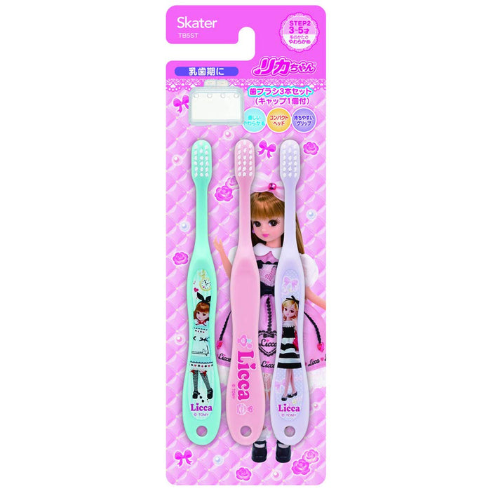 Skater Soft-Zahnbürste für Vorschulkinder 3-5 Jahre 3 Stück 14cm Licca-Chan