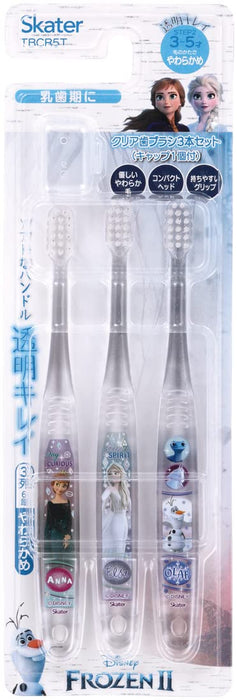 Skater Disney Frozen Soft Clear Toothbrush 3-Pack for Preschoolers Age 3-5