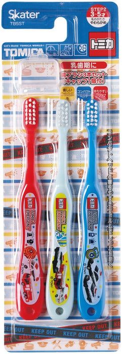 Skater Soft-Zahnbürste Tomica 23 für Vorschulkinder im Alter von 3–5 Jahren, 14 cm, 3er-Pack