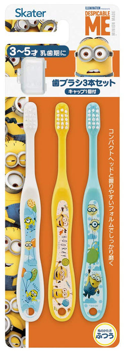 Skater Minion Tb5T Ensemble de brosses à dents pour enfants d'âge préscolaire 3 à 5 ans à poils normaux - Lot de 3