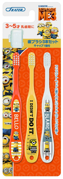 Ensemble de brosses à dents Skater Minions pour enfants d'âge préscolaire de 3 à 5 ans, poils normaux, paquet de 3