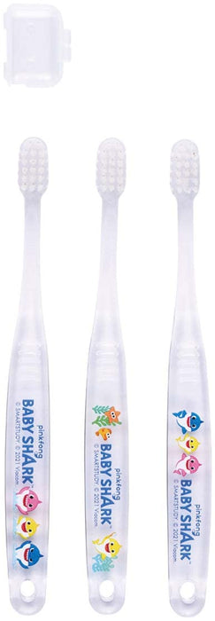Skater Baby Shark Toothbrush Set for Preschoolers Ages 3-5 3 Pieces Clear Regular