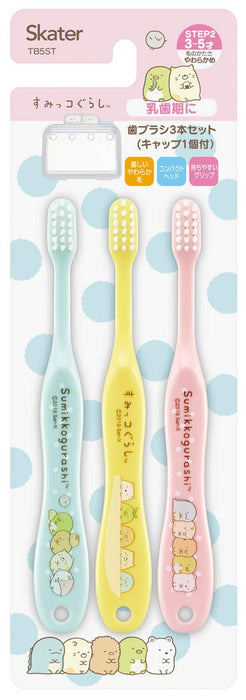 Skater Soft Toothbrush for Kids Ages 3-5 Sumikko Gurashi Themed 14cm 3-Pack
