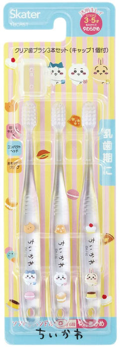 Skater Soft Clear Toothbrush Set for Preschoolers Ages 3-5 Chiikawa Tbcr5T-A 3-Pack