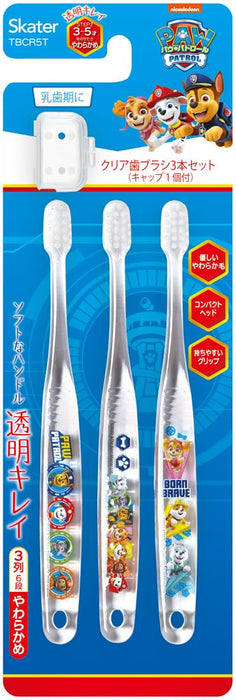 Skater Paw Patrol Soft Clear Toothbrush Set for Preschoolers Age 3-5 3 Pieces