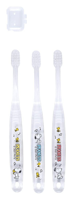 Skater Ensemble de brosses à dents souples et transparentes pour enfants d'âge préscolaire âgés de 3 à 5 ans Snoopy 3 pièces