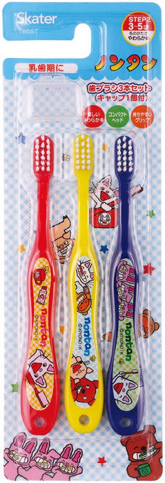 Skater Soft Toothbrush for Preschoolers Age 3-5 14cm Pack of 3 Nontan - Tb5St-A