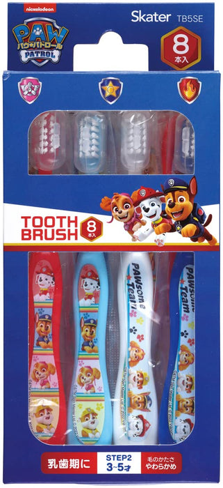 Skater Paw Patrol Soft Toothbrush Pack of 8 for Preschoolers Age 3-5 14cm TB5SE-A