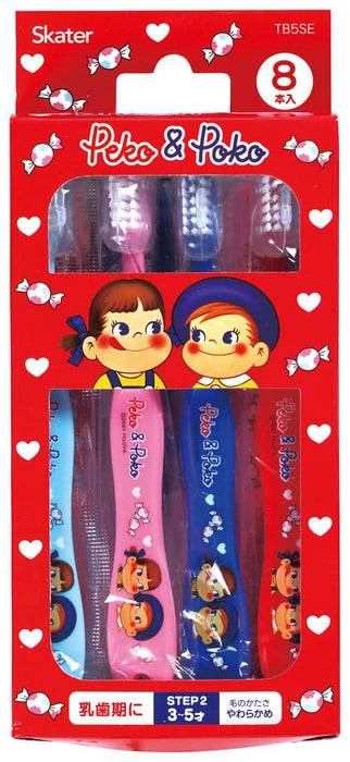 Skater Soft Toothbrush Set for Preschoolers Ages 3-5 Pack of 8 14cm - Peko-Chan Tb5Se-A