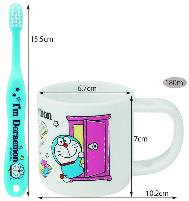 Skater Doraemon Kinder-Zahnbürstenset mit Ständer und Becher für 3–5-Jährige, 180 ml, 14,5 cm
