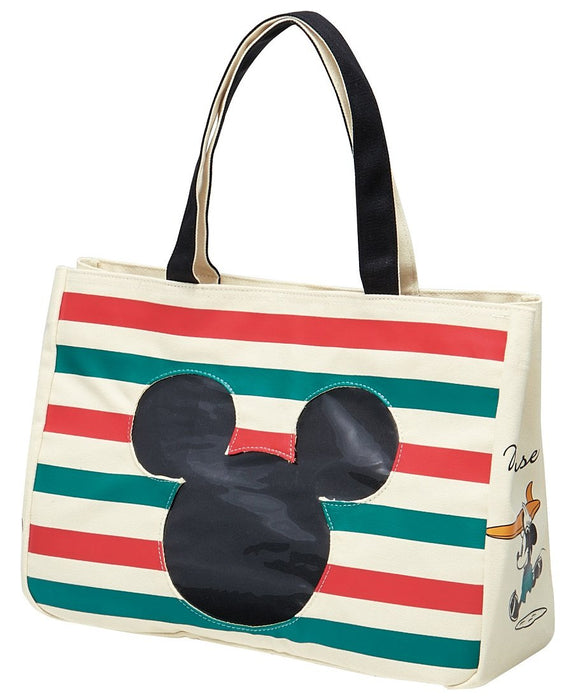 Skater Disney Mickey Mouse Tote Lunch Bag with Clear Pocket - 36x26x12cm