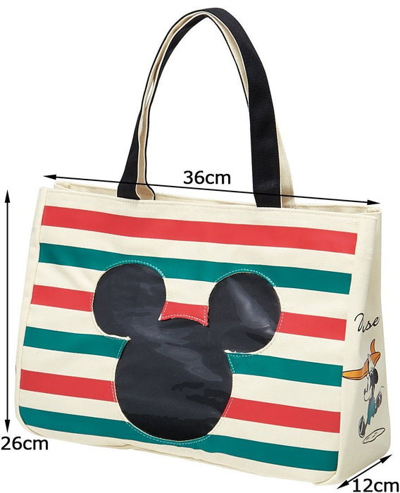Skater Disney Mickey Mouse Tote Lunch Bag with Clear Pocket - 36x26x12cm