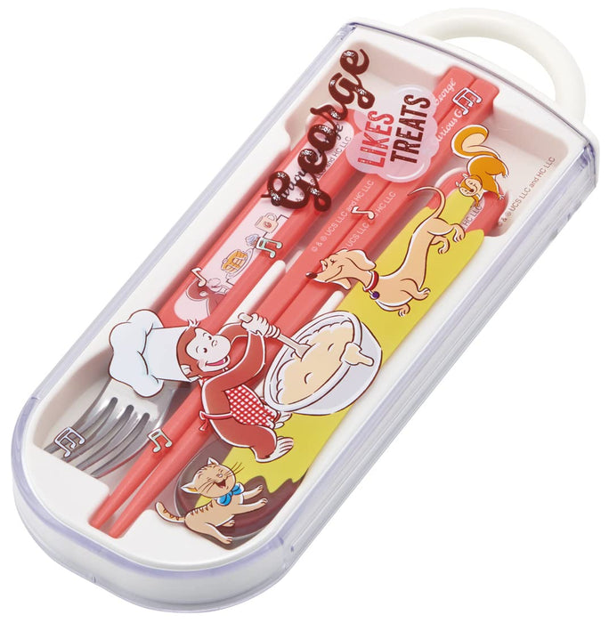 Skater Antibacterial Trio Set Kids Cutlery - Curious George 23 Chopsticks Spoon Fork Made in Japan