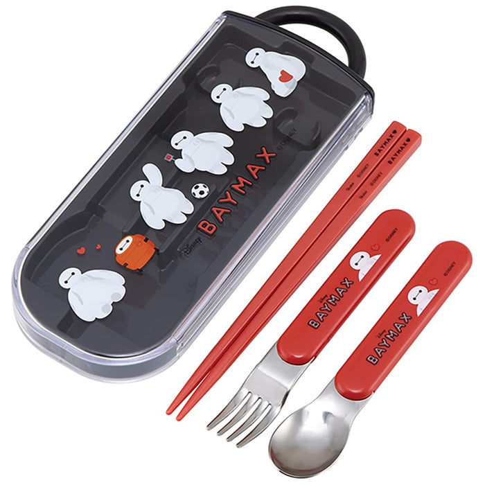 Skater Baymax Kids Trio Set - Antibacterial Chopsticks Spoon & Fork Made In Japan