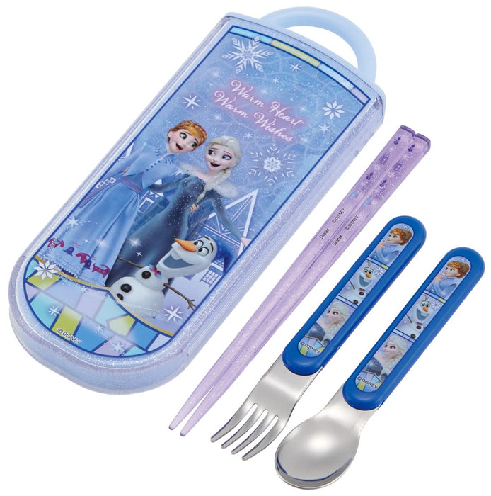Skater Disney Frozen Trio Set - Antibacterial Kids Chopsticks Spoon & Fork - Made in Japan