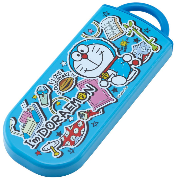 Skater Trio Set Kids Chopsticks Spoon Fork - Doraemon Stickers Antibacterial Made in Japan