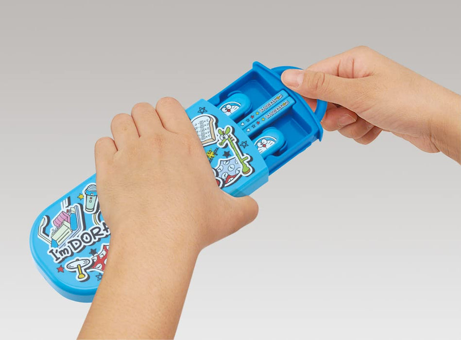 Skater Trio Set Kids Chopsticks Spoon Fork - Doraemon Stickers Antibacterial Made in Japan