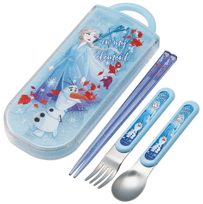 Skater Disney Frozen Elsa & Olaf Trio Set - 16.5cm Chopsticks Spoon and Fork