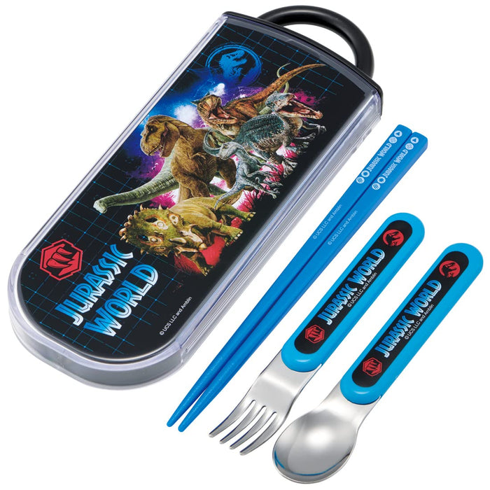 Skater Jurassic World Kids Trio Set - Antibacterial Chopsticks Spoon Fork - Made in Japan