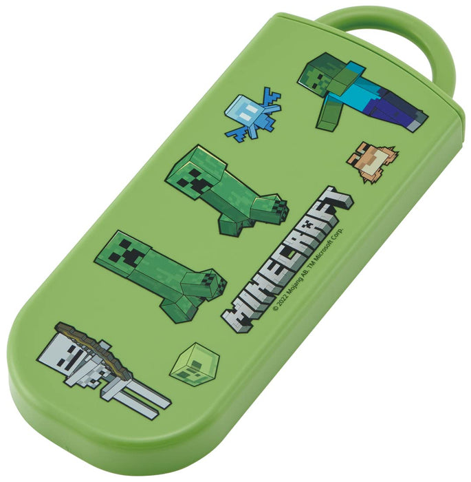 Skater Minecraft Kinder-Trio-Set – antibakterielle Essstäbchen, Löffel, Gabel, hergestellt in Japan Tacc2Ag-A