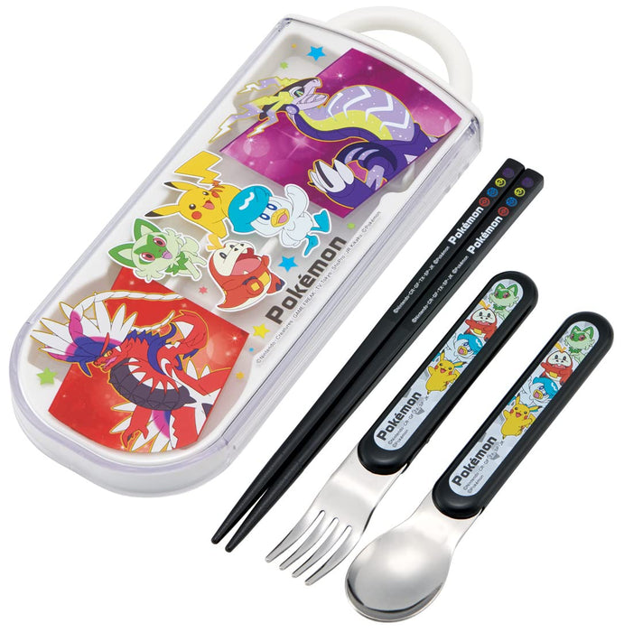 Skater Trio Set - Kids Antibacterial Pokemon 23N Chopsticks Spoon Fork - Made in Japan