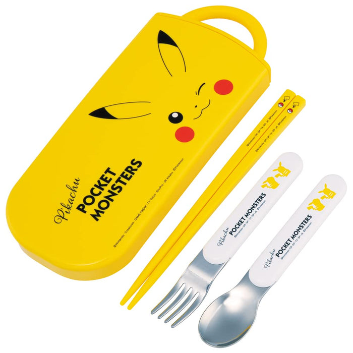 Skater Pikachu Kids Trio Set - Antibacterial Fork Spoon Chopsticks made in Japan