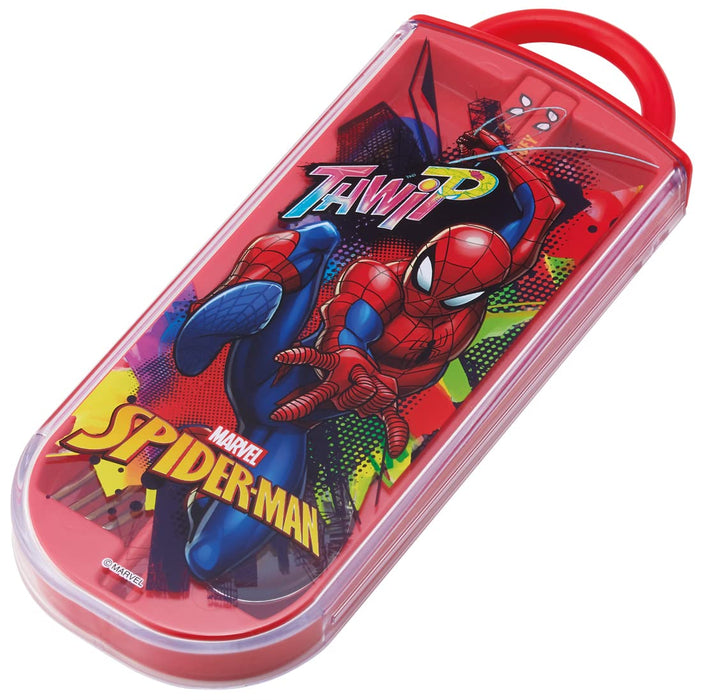 Skater Spiderman Trio-Set: Antibakterielle Essstäbchen, Löffel und Gabel für Kinder, hergestellt in Japan