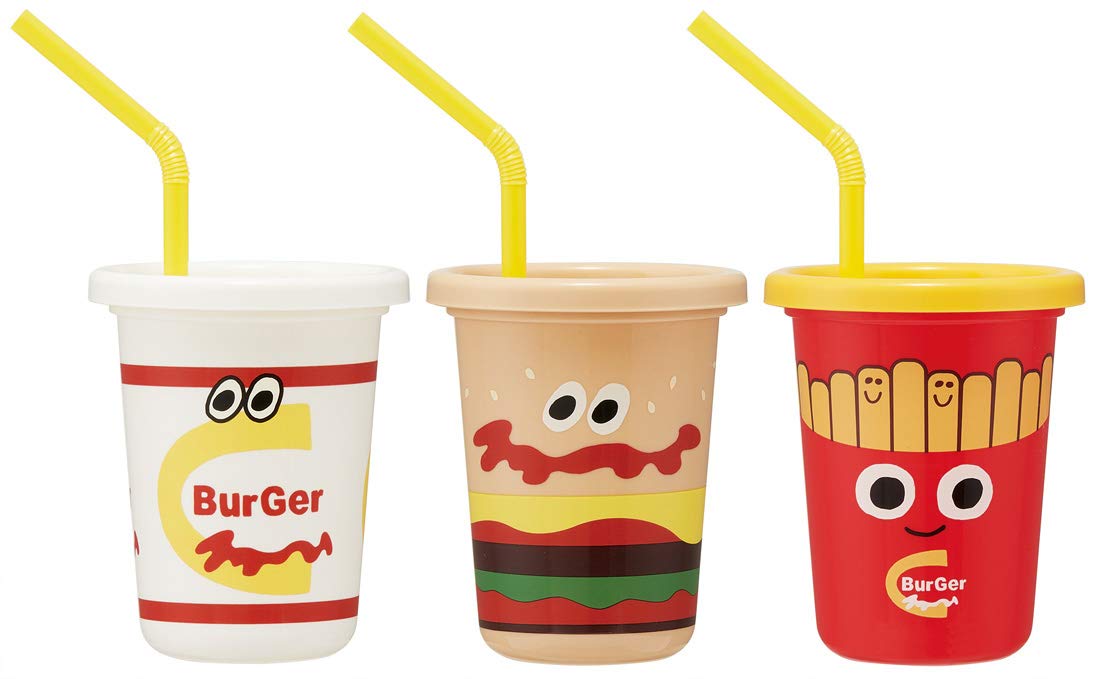 Skater 3 Pcs 230ml Burger Conks Tumbler with Straw Made in Japan Sih2St