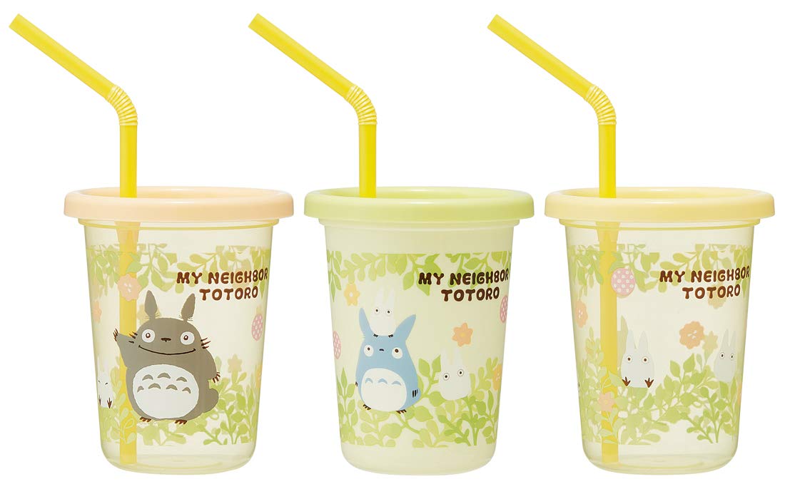 Skater Totoro Plants 230ml Tumbler with Straw 3-Piece Set Made in Japan