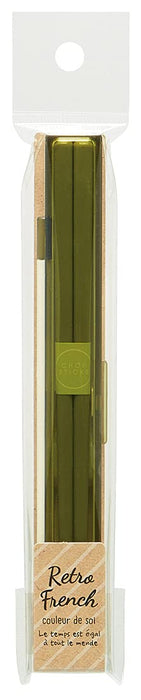 Skater 18cm Ultra Slim Green Retro French Chopsticks and Case Set Made in Japan
