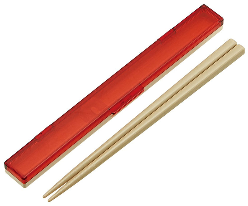 Skater Ultra Slim 18cm Chopsticks and Case Set Orange Red Retro French Made in Japan