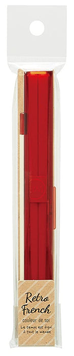 Skater Ultra Slim 18cm Chopsticks and Case Set Orange Red Retro French Made in Japan