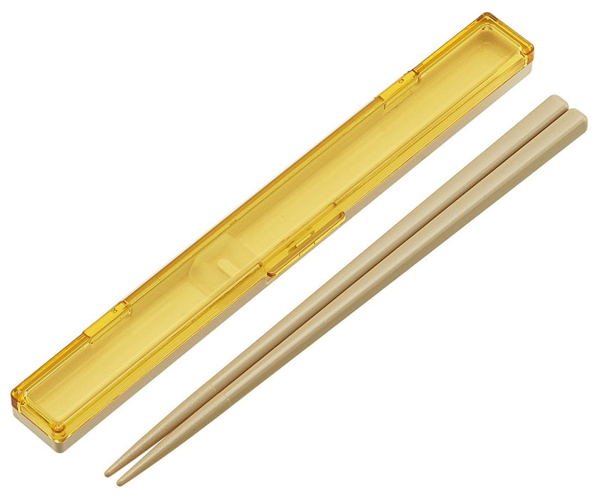 Skater Ultra Slim 18cm Chopstick and Case Set Yellow Retro French Made in Japan